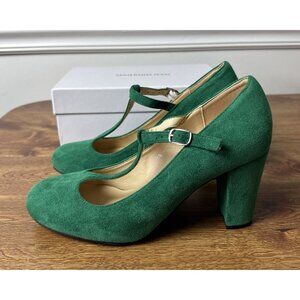 MAIERNISI JESSI Womens Mary Jane Heels Size 9 Green Closed Round Toe Block Heel